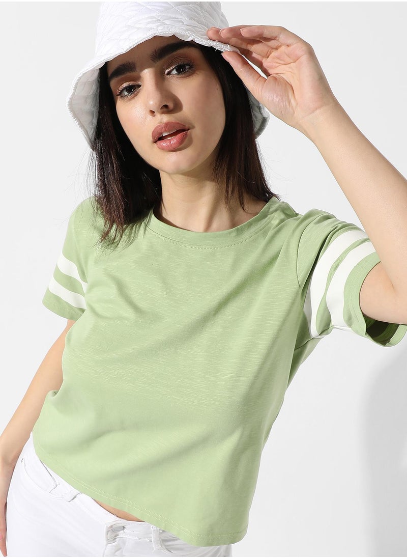 Women's Solid Tea Green Boxy Top