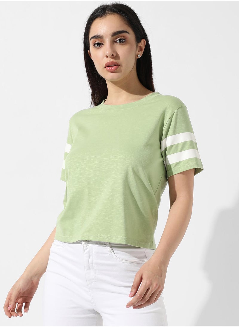 Women's Solid Tea Green Boxy Top