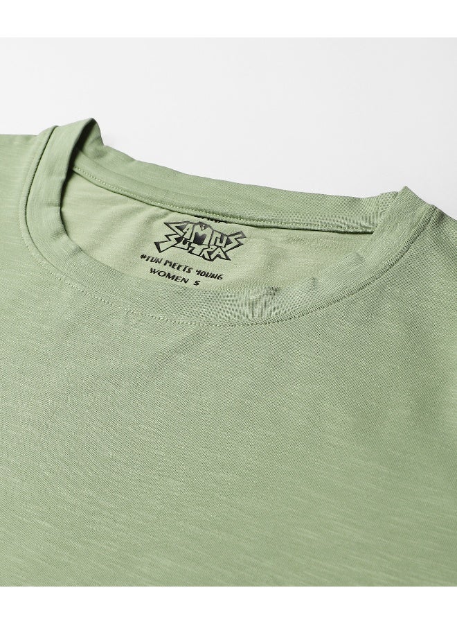 Women's Solid Tea Green Boxy Top