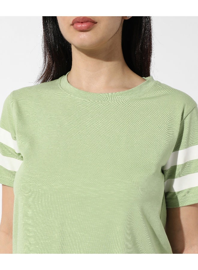 Women's Solid Tea Green Boxy Top