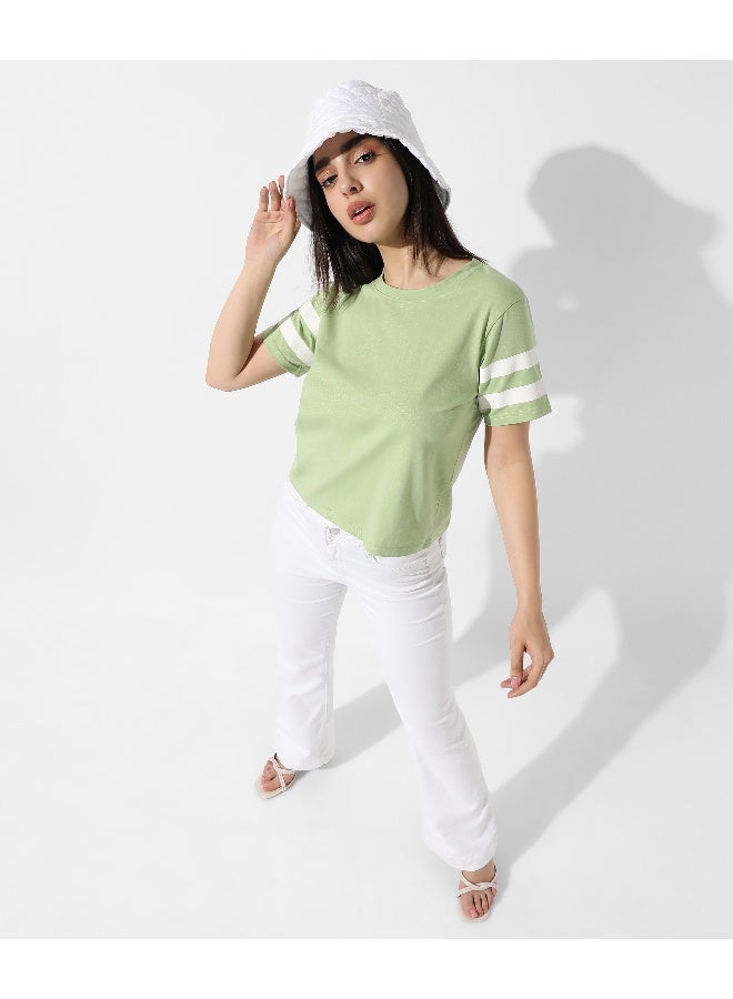 Women's Solid Tea Green Boxy Top