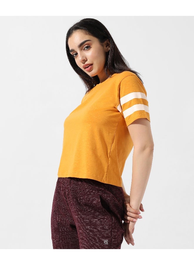 Women's Solid Mustard Yellow Boxy Top