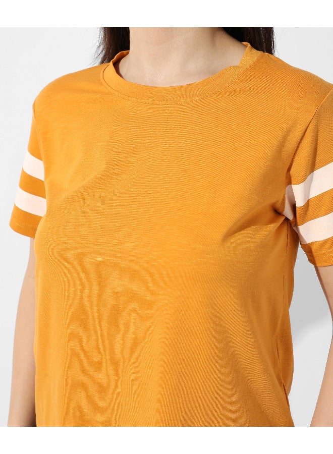 Women's Solid Mustard Yellow Boxy Top