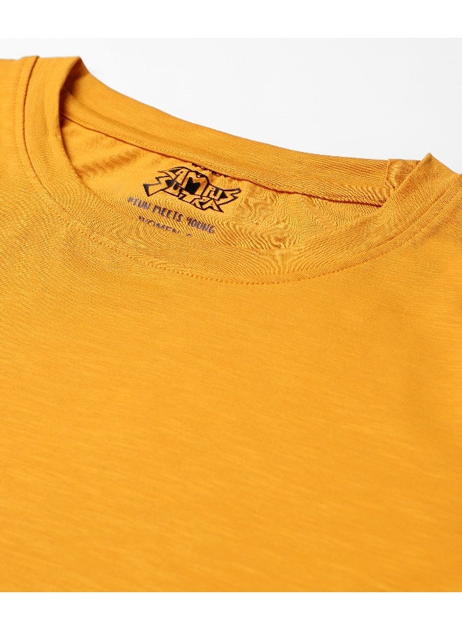 Women's Solid Mustard Yellow Boxy Top