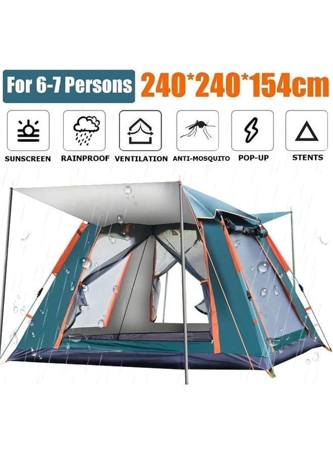 Automatic Camping Tent 6 Persons, Premium Quality Instant Automatic Pop Up Dome Tent, Portable Lightweight For Family Backpacking Hunting Hiking Outdoor Beach Tent And Picnic Tent (Green)