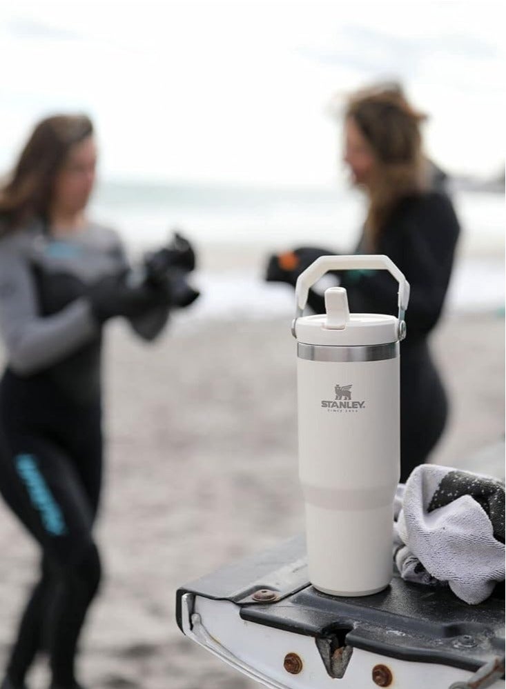 Stanley IceFlow Stainless Steel Tumbler with Straw - Vacuum Insulated, Leakproof Flip Lid, Keeps Cold 12H/Iced 2Day, for Home/Office/Car, Reusable Cup (Cream, 30oz)