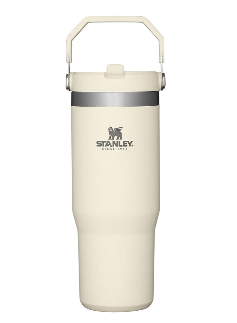 Stanley IceFlow Stainless Steel Tumbler with Straw - Vacuum Insulated, Leakproof Flip Lid, Keeps Cold 12H/Iced 2Day, for Home/Office/Car, Reusable Cup (Cream, 30oz)