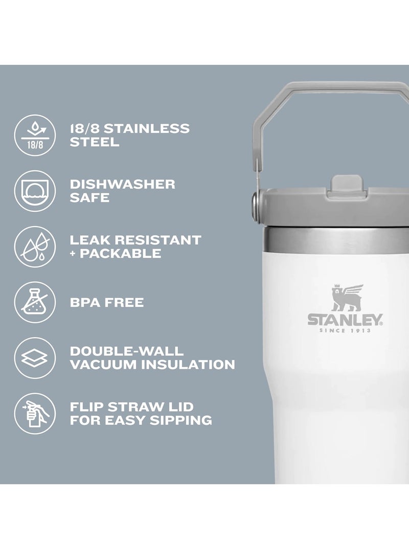 Stanley IceFlow Stainless Steel Tumbler with Straw - Vacuum Insulated, Leakproof Flip Lid, Keeps Cold 12H/Iced 2Day, for Home/Office/Car, Reusable Cup (Cream, 30oz)