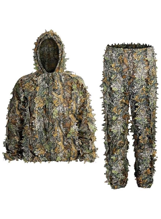 Ghillie Suit, 3D Leafy Ghillie Suit and Camo Suit, Ghillie Suit for Men， Camouflage Suits, Turkey Hunting, Lightweight Gear Hunting Clothes for Outdoor Woodland and .