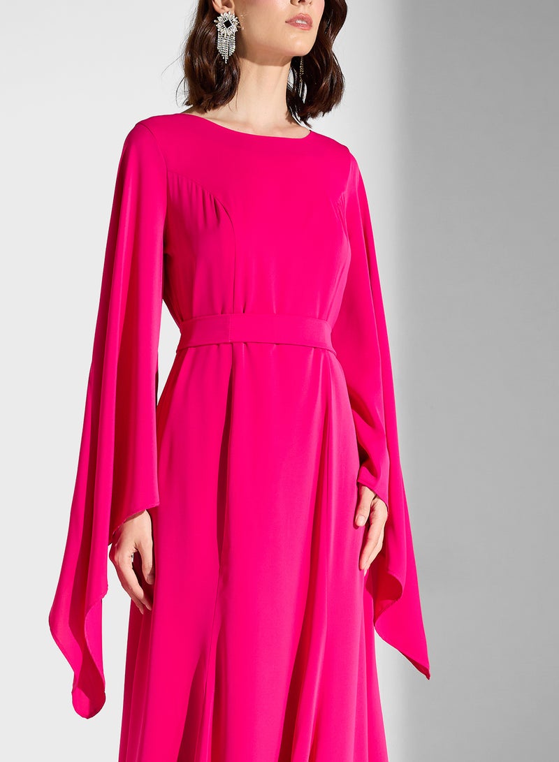 Crew Neck Drape Sleeve Dress