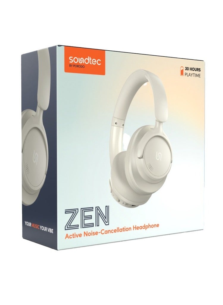 Zen Hybrid Headphone with Noise Cancelling Technology & Type-C Charging Port / Low-Latency / Bluetooth V5.3 / Comfort Cushions - Beige