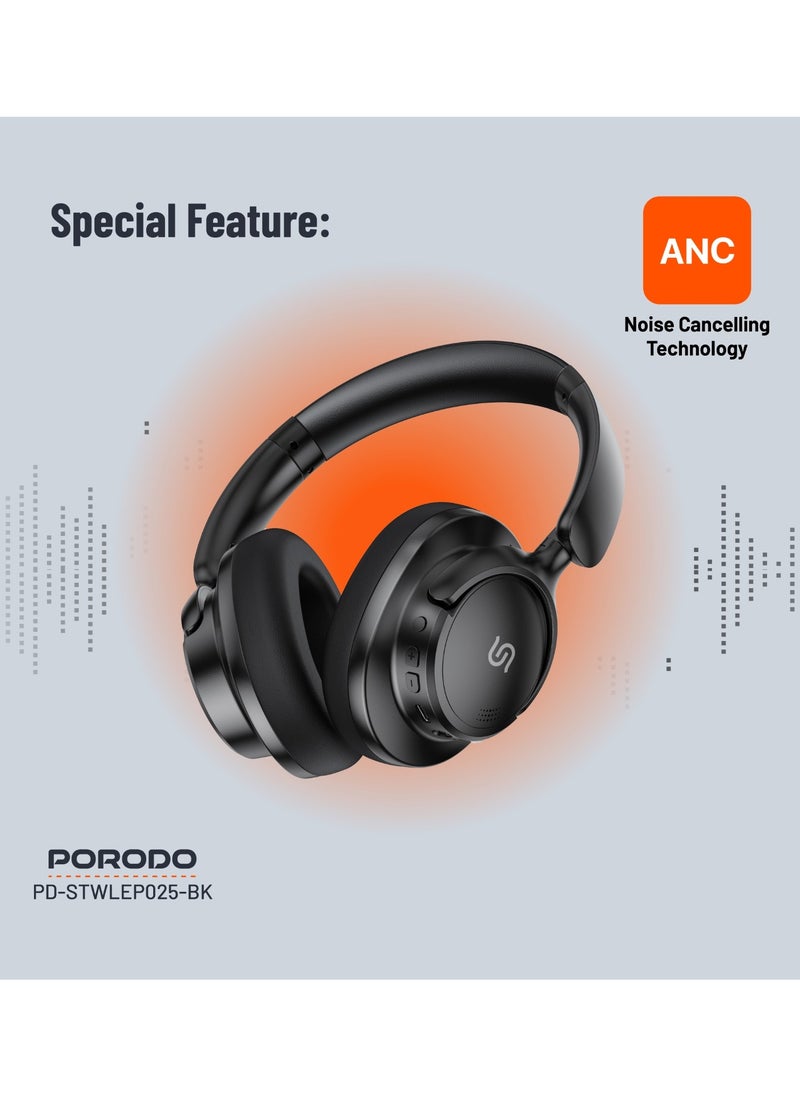 Zen Hybrid Headphone with Noise Cancelling Technology & Type-C Charging Port / Low-Latency / Bluetooth V5.3 / Comfort Cushions - Black
