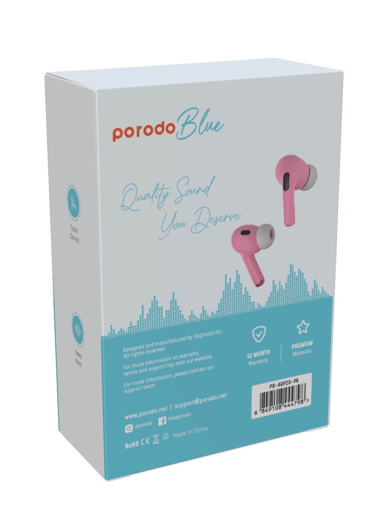 Earbuds Pro 2 With Touch Display with Environmental Noise Cancellation and ANC / Deep Bass / Touch Control / 20 Hours Working Time /1.47 inch Screen size - Pink