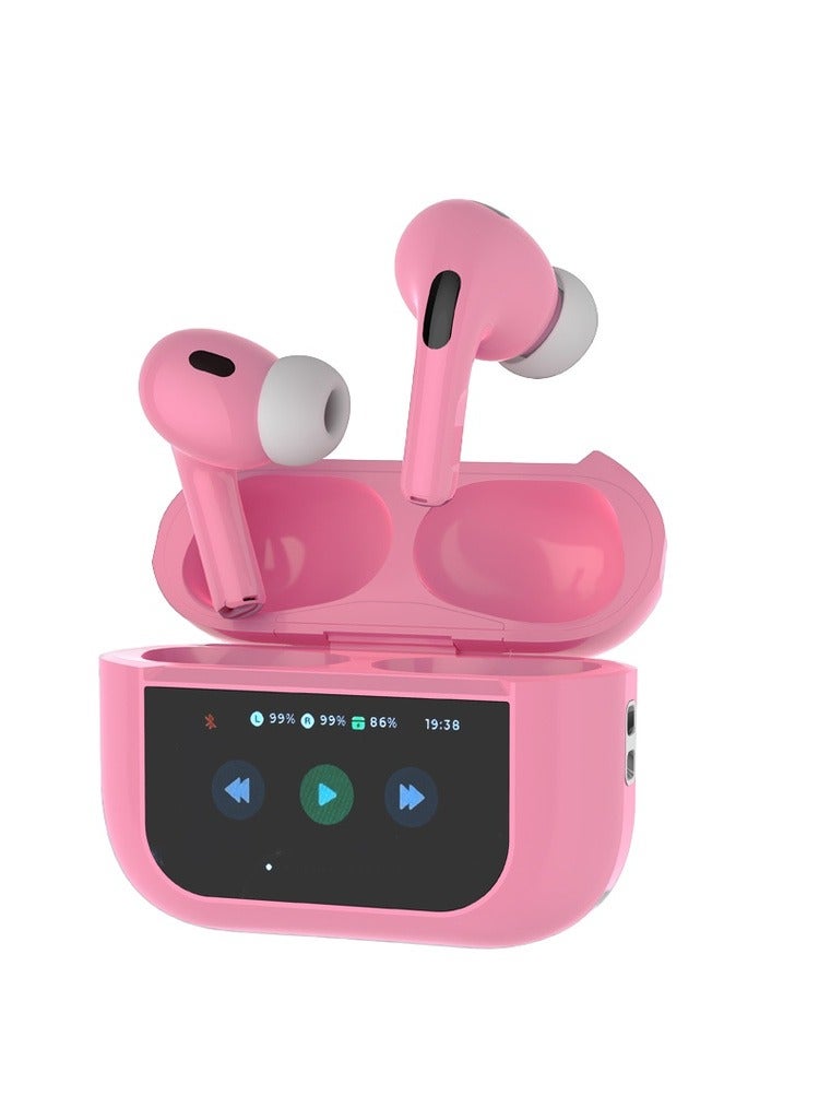 Earbuds Pro 2 With Touch Display with Environmental Noise Cancellation and ANC / Deep Bass / Touch Control / 20 Hours Working Time /1.47 inch Screen size - Pink