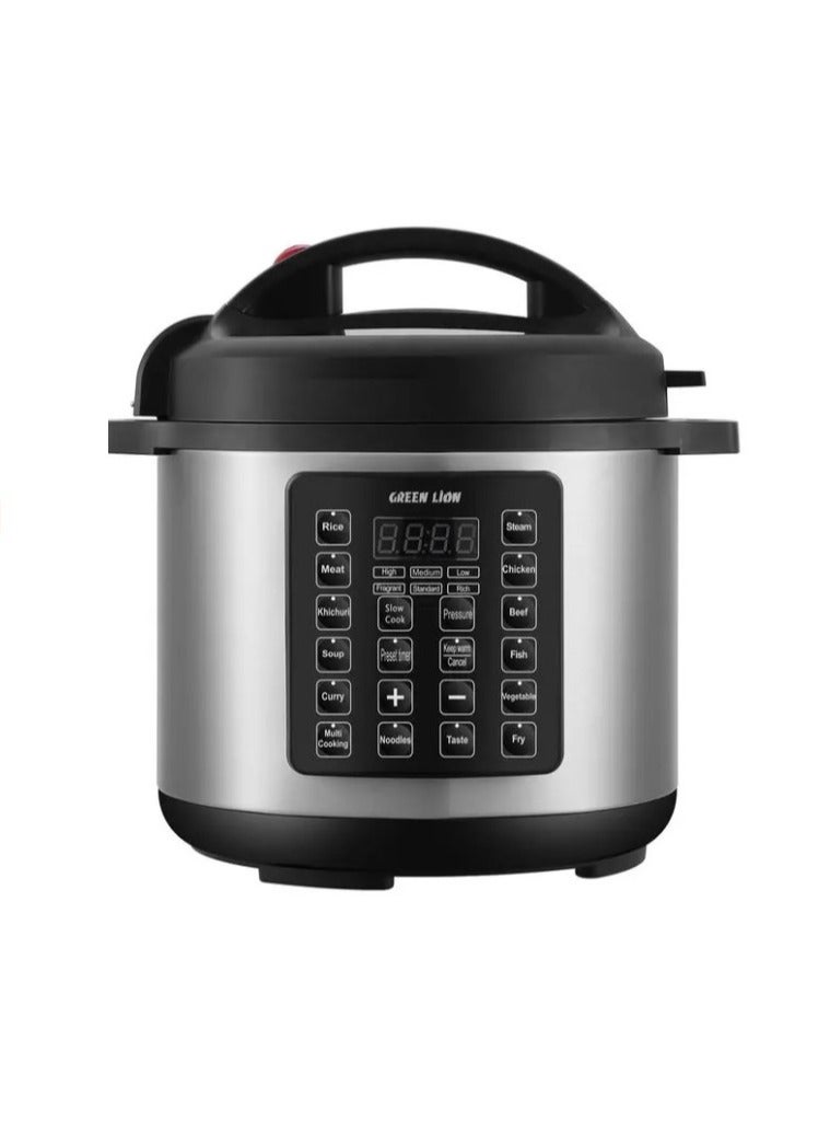 Green Lion 8L Electric Pressure Cooker, Auto Warm Function, 14 Cooking Modes, Digital Display, 24 Hour Preset Function - Black