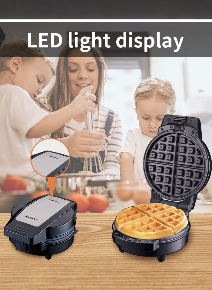3-IN-1 Waffle Maker,Non-Stick Multi Snacks Maker with WaffleDonut/Cartoon Cake, Detachable Plates 800 SK-08006 Black/Silver