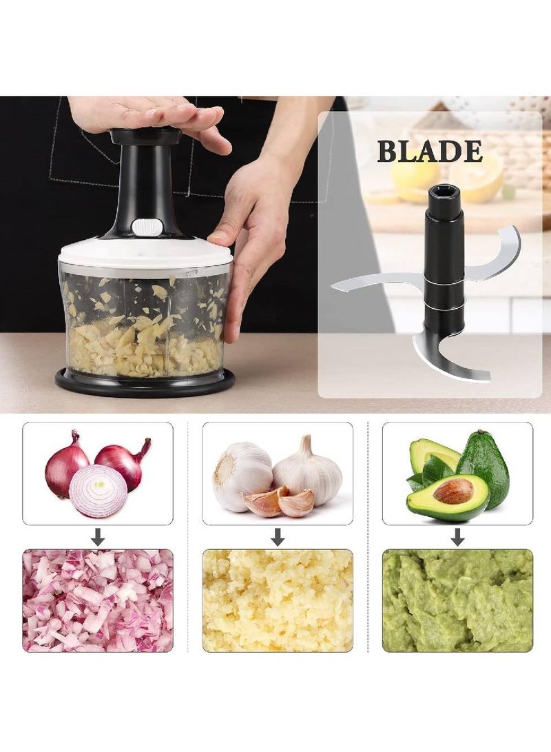 Vegetable Chopper Food Chopper, Quick Hand Express Chopper, Pro Food Cutter, Easy to Chop Vegetables, Fruits, Herbs,Salsa，Puree, Salad, Pesto, 1.2L(White)