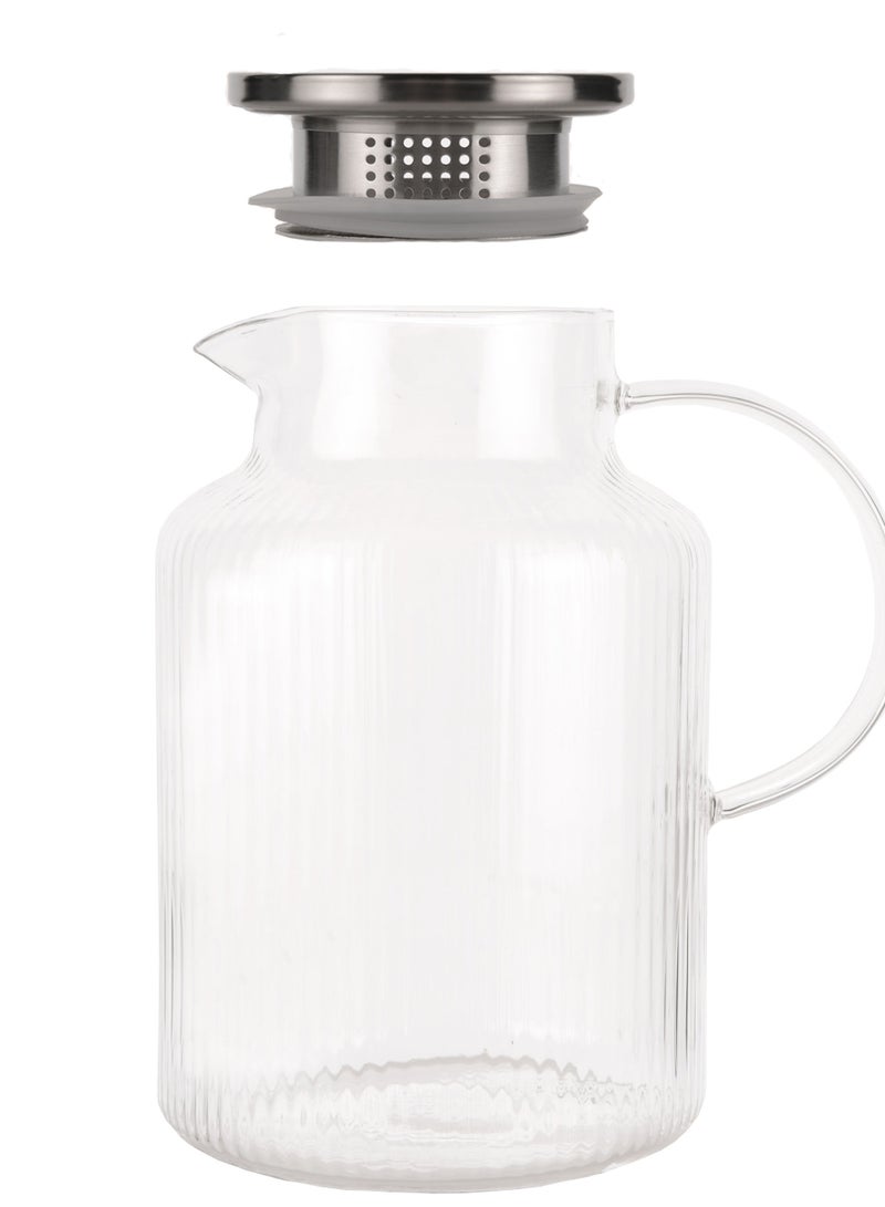 Ribby Jug with LID Filter 1.7 L with filter cap used glass steel