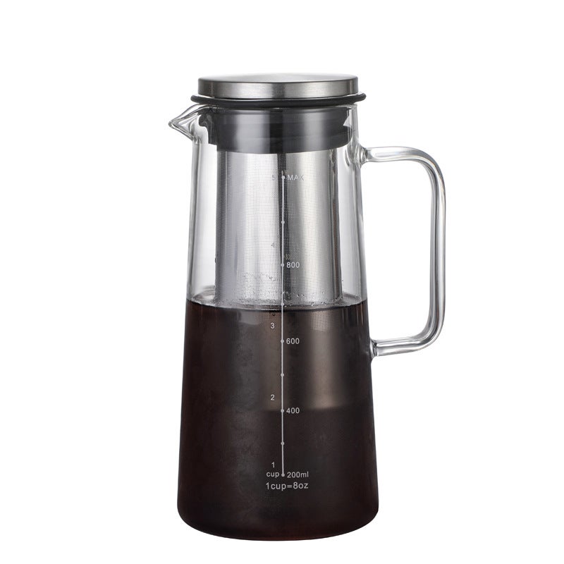 Hand-made Coffee Pot Cold Extraction Pot Household Cold Kettle Coffee Filter Cup Cold Soaking Tea Pot Ice Drop Coffee Pot Glass Pot1000ML straight cold extraction pot (pearl cotton packaging) 1000ML straight cold extraction pot (pearl cotton packaging)