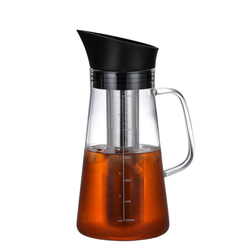 Borosilicate glass coffee pot cold extract coffee sharing pot teapot hand punch pot with strainer suit household explosion-proof1200ml cold brew bottle (pearl cotton packaging) 1200ml cold brew bottle (pearl cotton packaging)