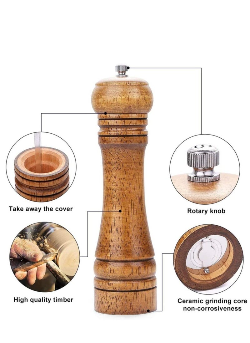 Salt and Pepper Mill Set, Wooden Grinders Premium Adjustable, Shaker  Grinder Pack of 2