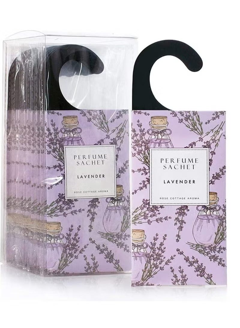 Lavender Hanging Sachet Closet Deodorizer 1 Pack 12 Pcs Scent Sachet Drawer Freshener Closet Air Freshener Scented Deodorizer Freshener for Home Car Long Lasting Scented Sachets Smell Goods