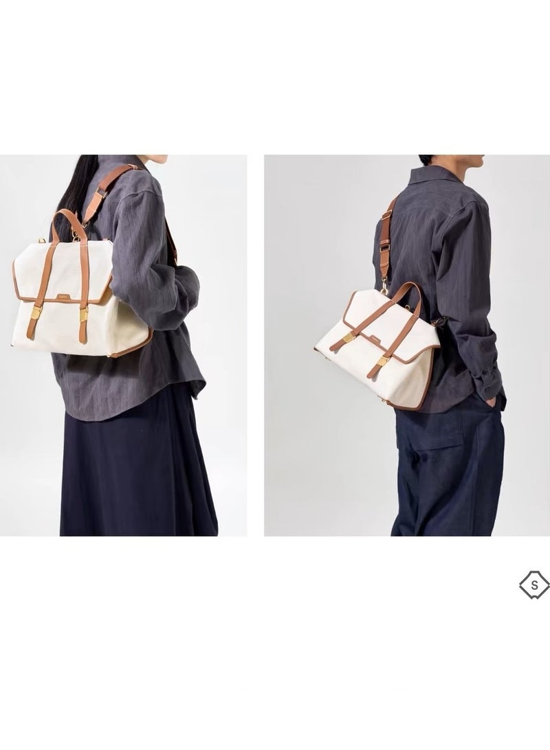 Canvas denim shoulder and crossbody computer bag