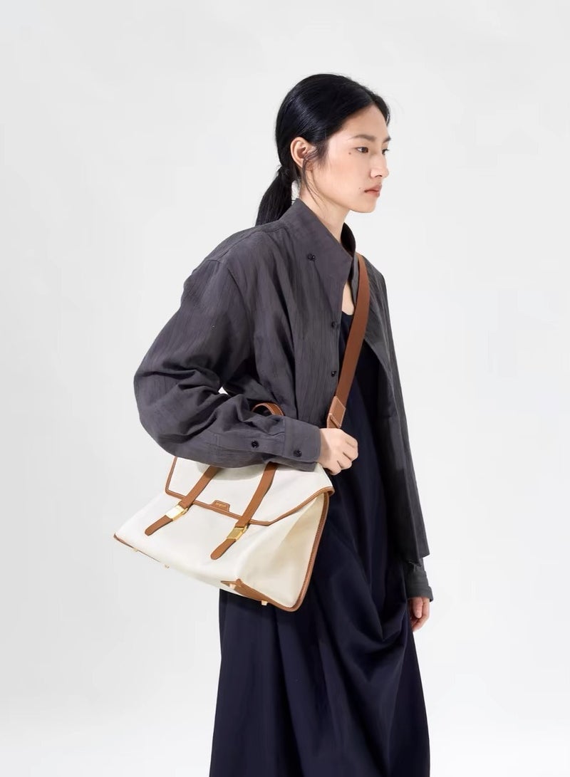 Canvas denim shoulder and crossbody computer bag