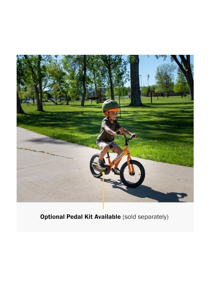 Strider 14x Kids Balance Bike, No Pedal Training Bicycle, Lightweight Frame, Adjustable Seat and Handlebars, Optional Pedal Kit, for Children Ages 3 to 7 Years Old  Tangerine