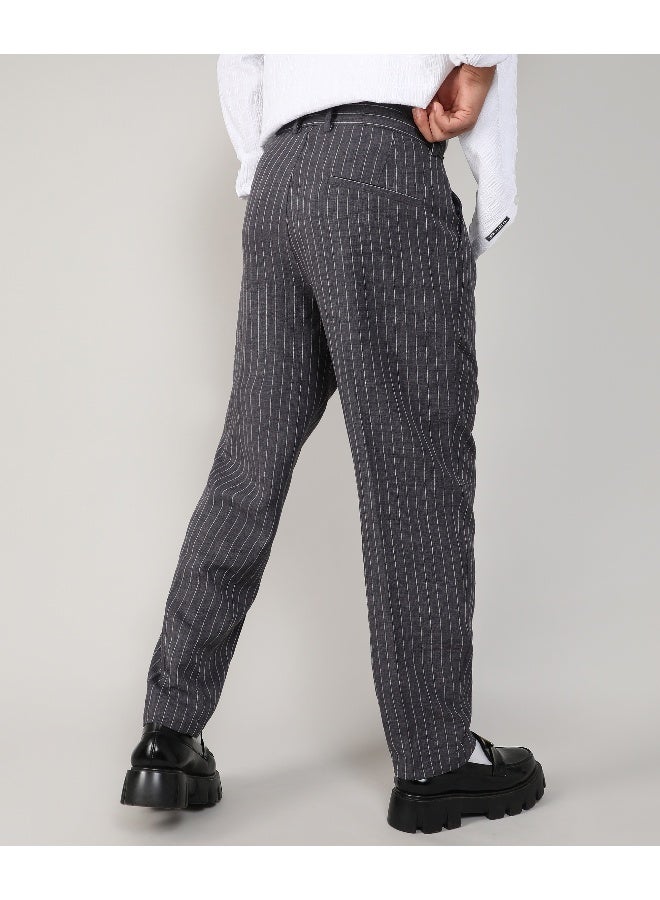 Men's Charcoal Grey Pinstriped Trousers