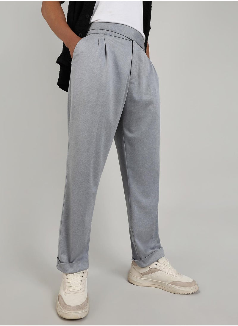 Men's Moon Grey Tailored Heathered Trousers