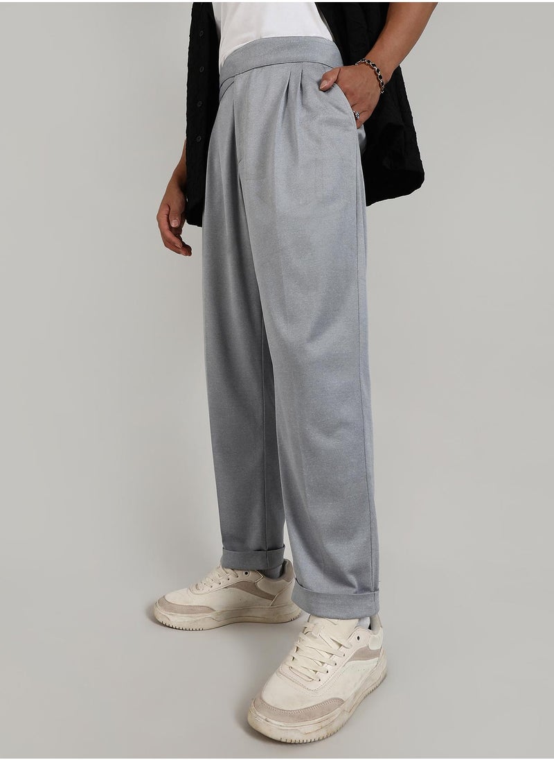 Men's Moon Grey Tailored Heathered Trousers