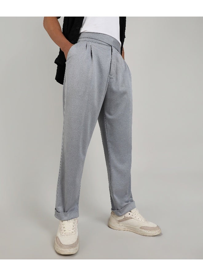 Men's Moon Grey Tailored Heathered Trousers