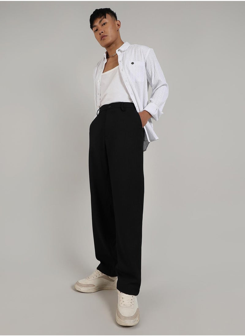 Men's Onyx Black Tailored Heathered Trousers