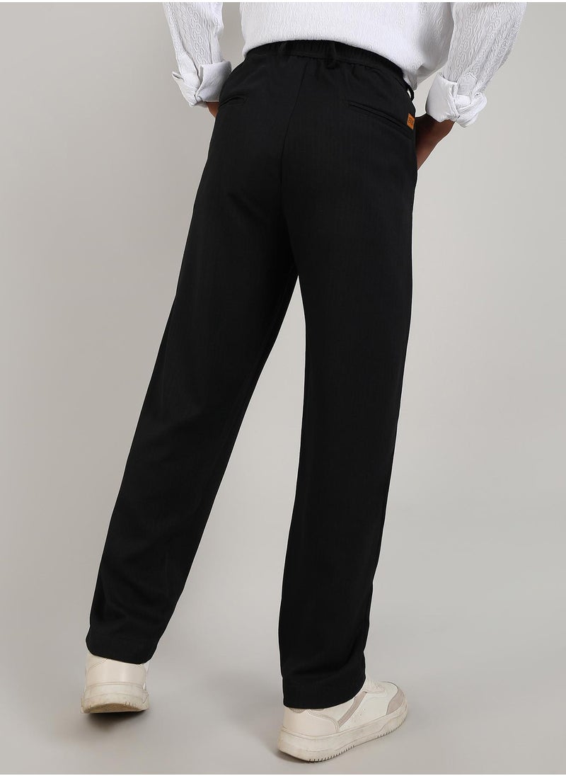 Men's Onyx Black Tailored Heathered Trousers