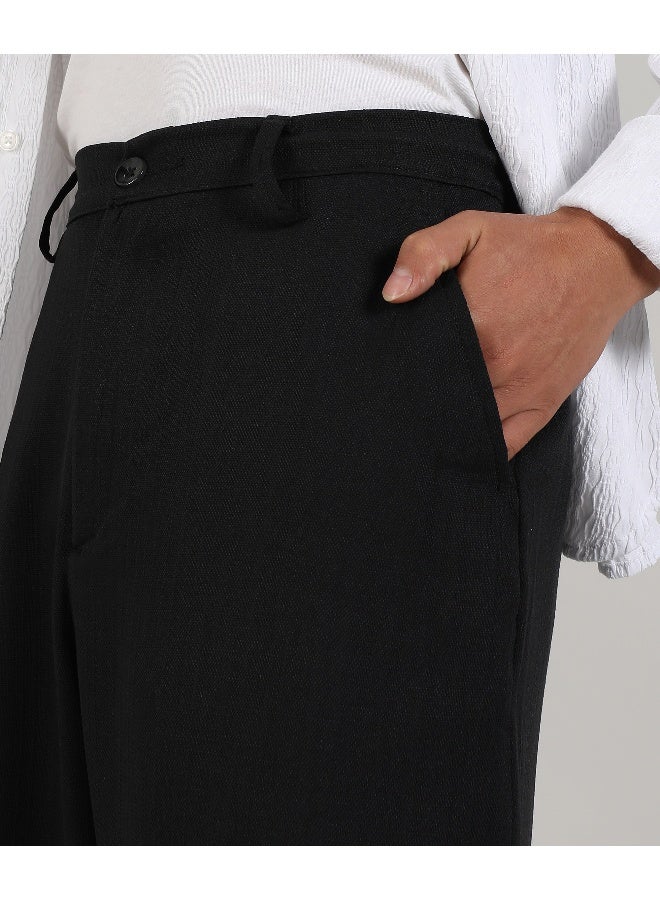 Men's Onyx Black Tailored Heathered Trousers