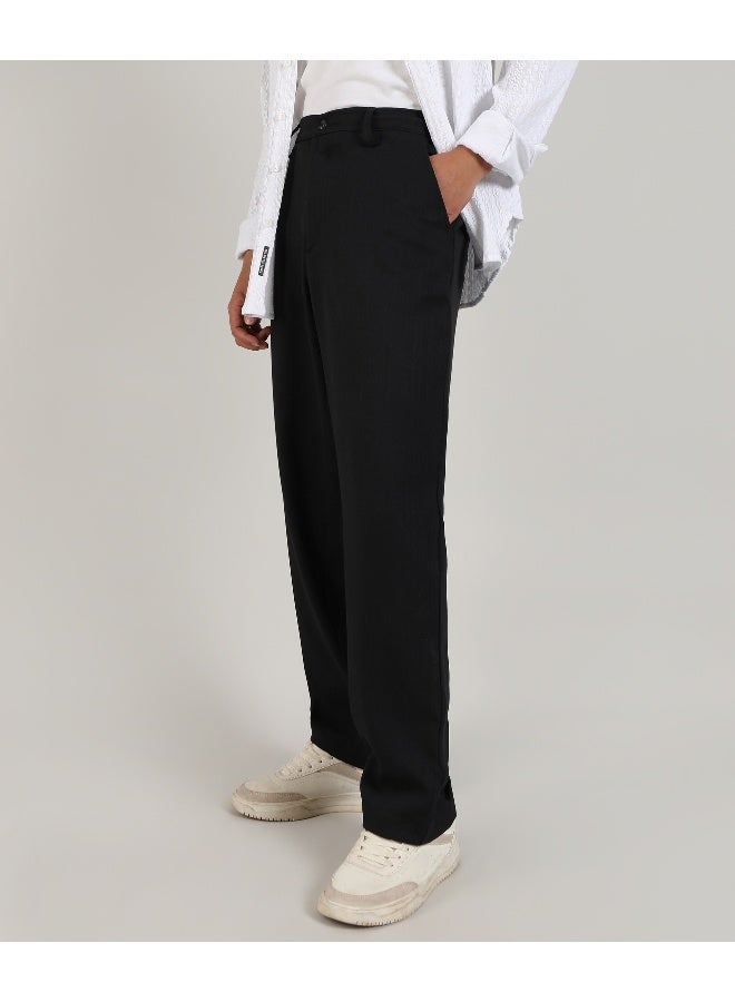 Men's Onyx Black Tailored Heathered Trousers