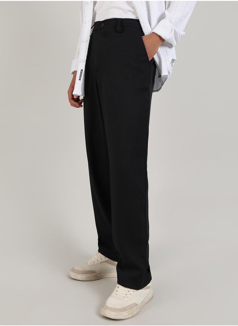 Men's Onyx Black Tailored Heathered Trousers