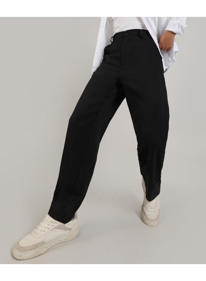 Men's Onyx Black Tailored Heathered Trousers