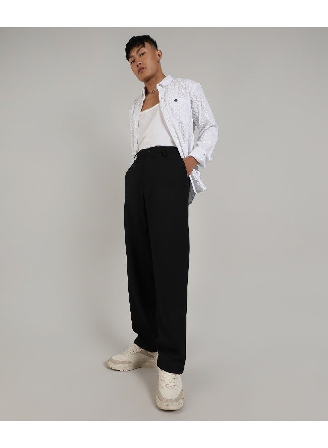 Men's Onyx Black Tailored Heathered Trousers