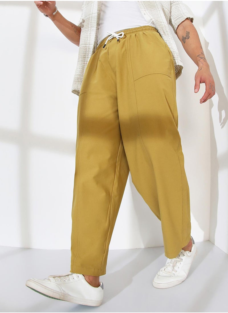 Men's Yellow Ochre Solid Carpenter Trousers