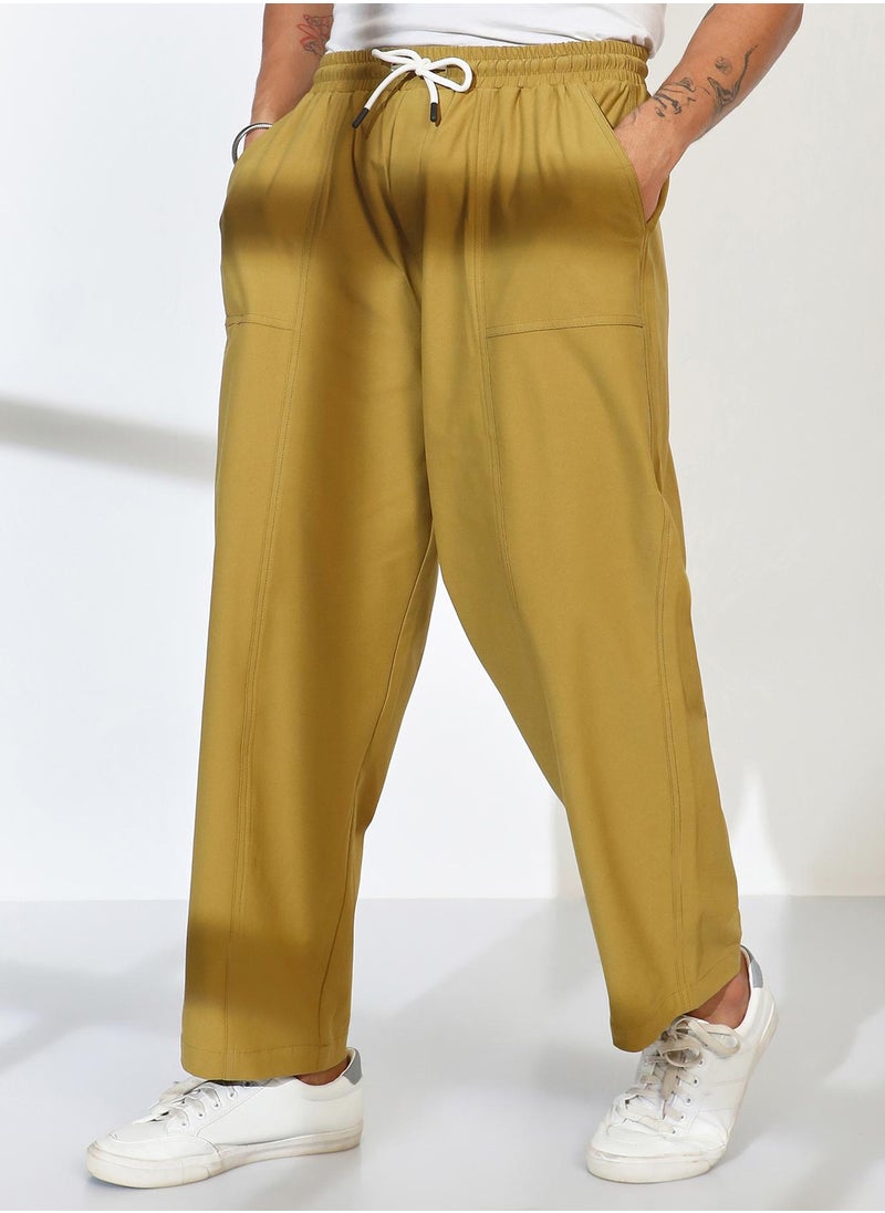 Men's Yellow Ochre Solid Carpenter Trousers