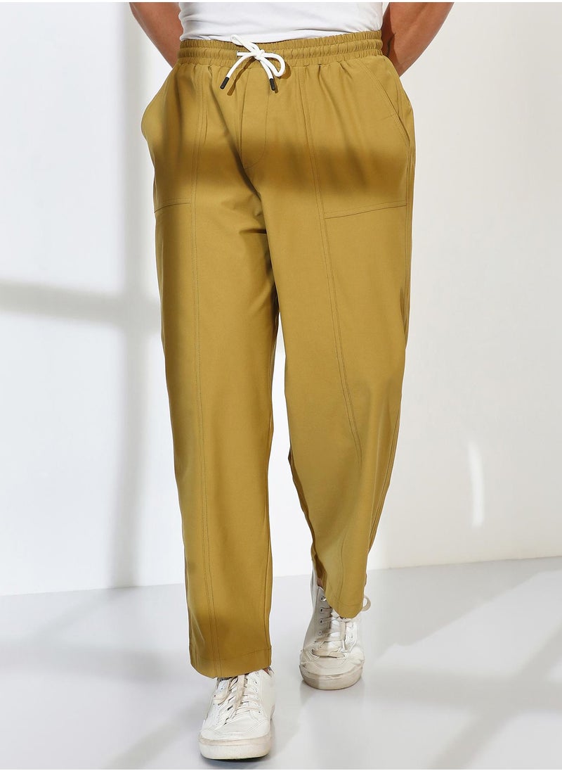 Men's Yellow Ochre Solid Carpenter Trousers