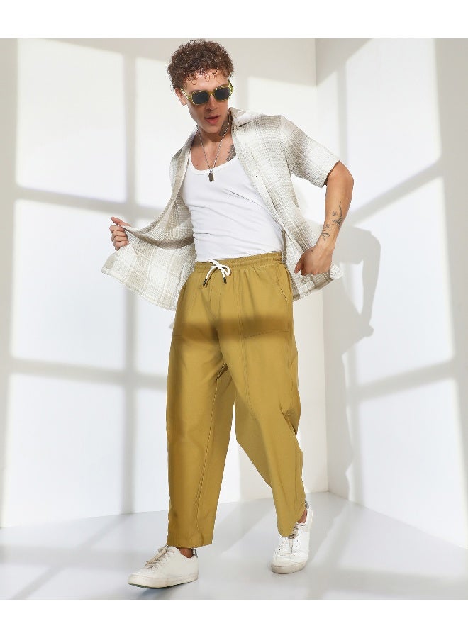 Men's Yellow Ochre Solid Carpenter Trousers