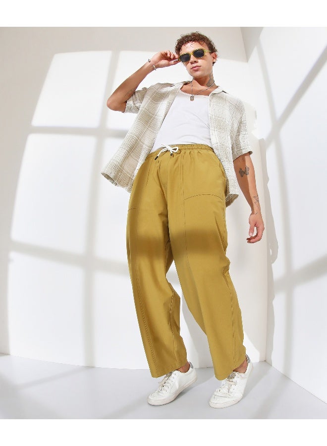 Men's Yellow Ochre Solid Carpenter Trousers