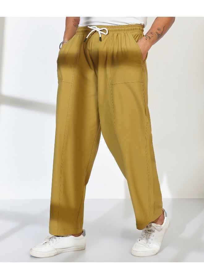 Men's Yellow Ochre Solid Carpenter Trousers