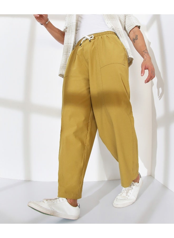 Men's Yellow Ochre Solid Carpenter Trousers