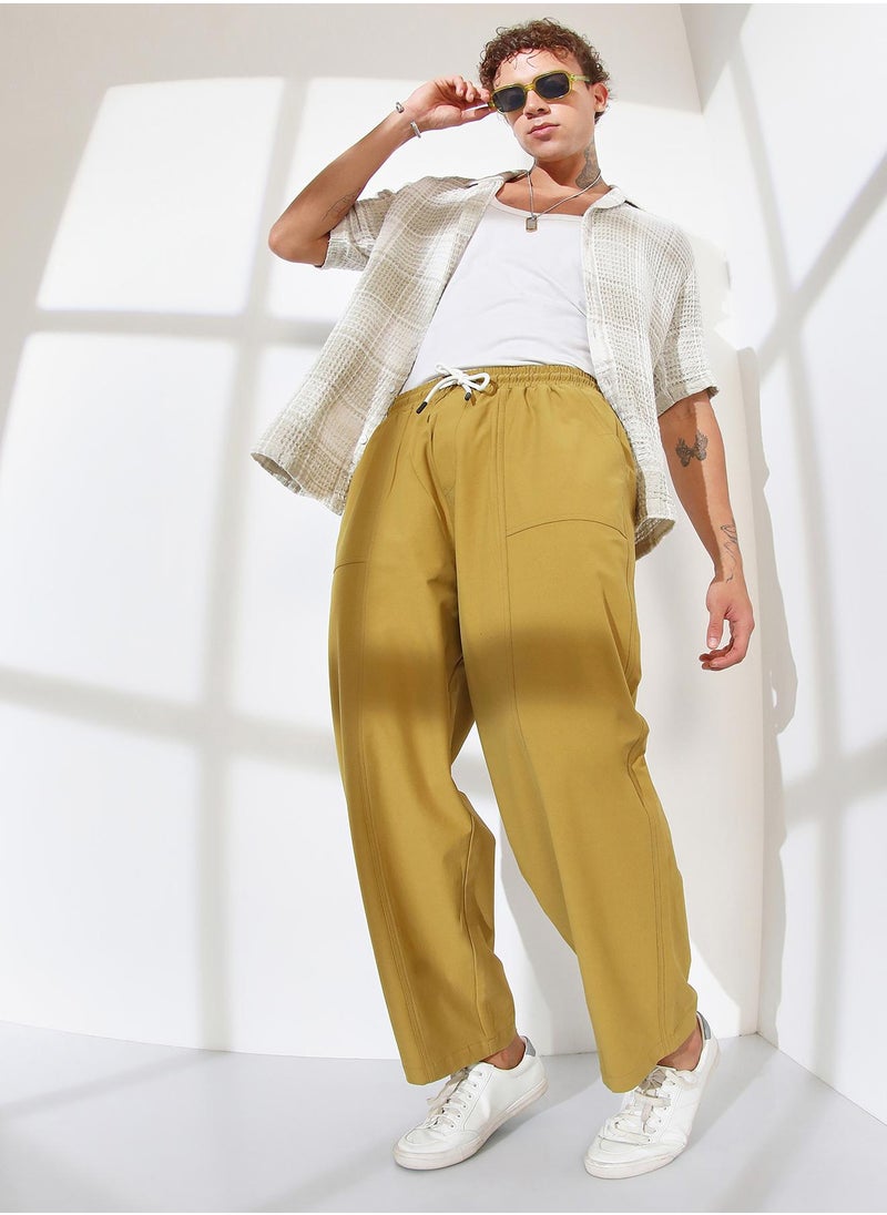 Men's Yellow Ochre Solid Carpenter Trousers