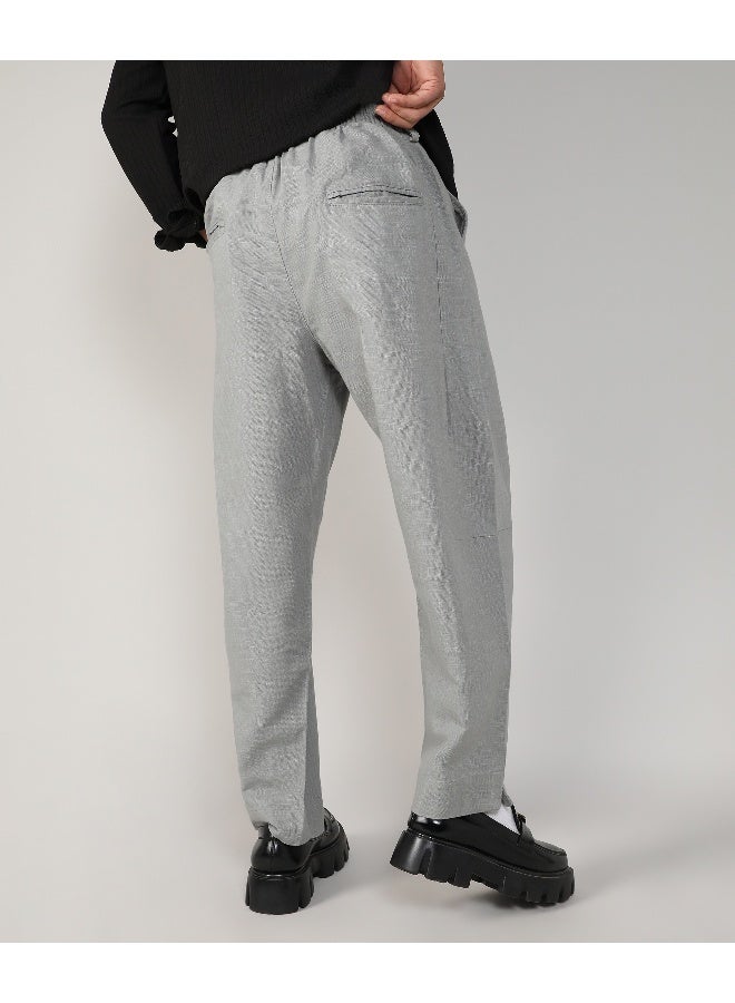 Men's Moon Grey Tailored Linen-Blend Trousers