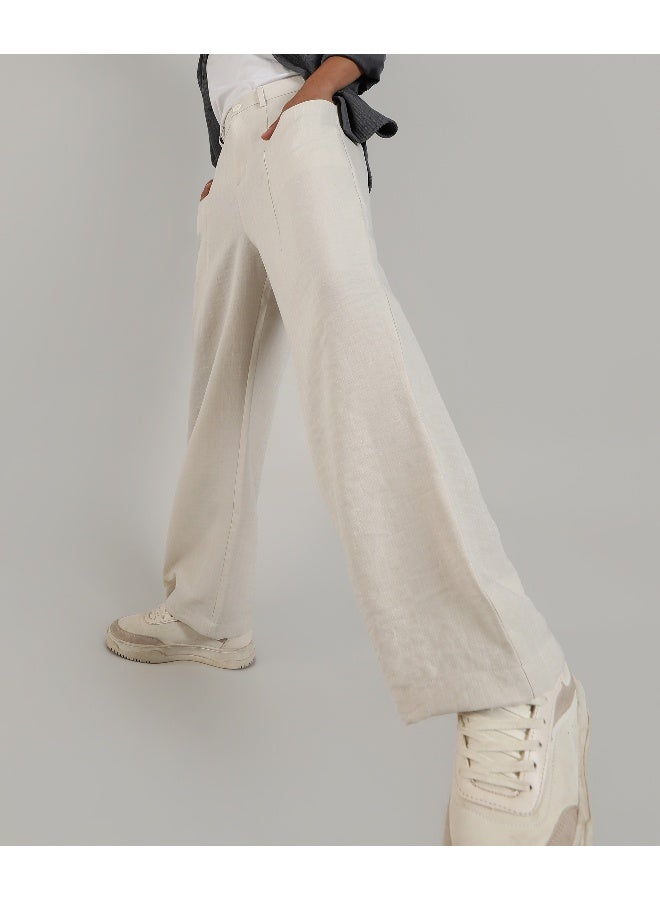 Men's Off-White Tailored Linen-Blend Trousers